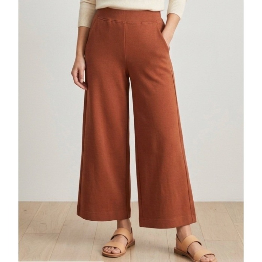 Kit and Ace Women Rust Brown Wide Leg High Waisted Trousers Pants Size 0